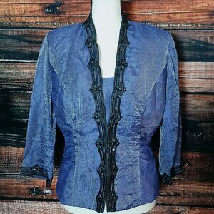 JR Nites Carol Lin Tank & Jacket Set 12 Purple Shimmer Embroidered Beaded